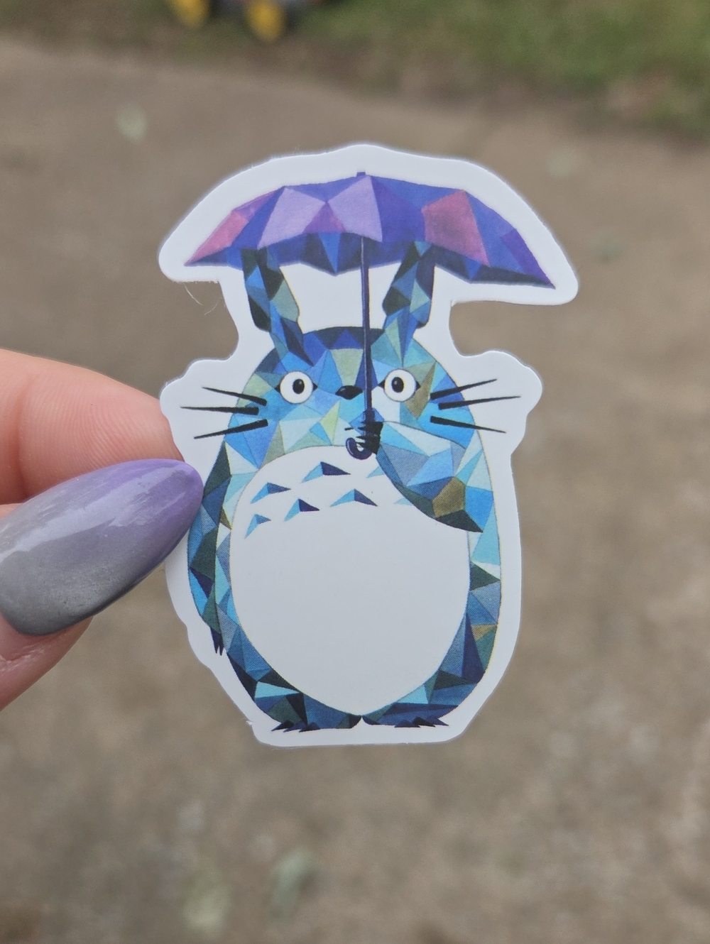 Geometric Blue Totoro Sticker - Waterproof Decorative Decal